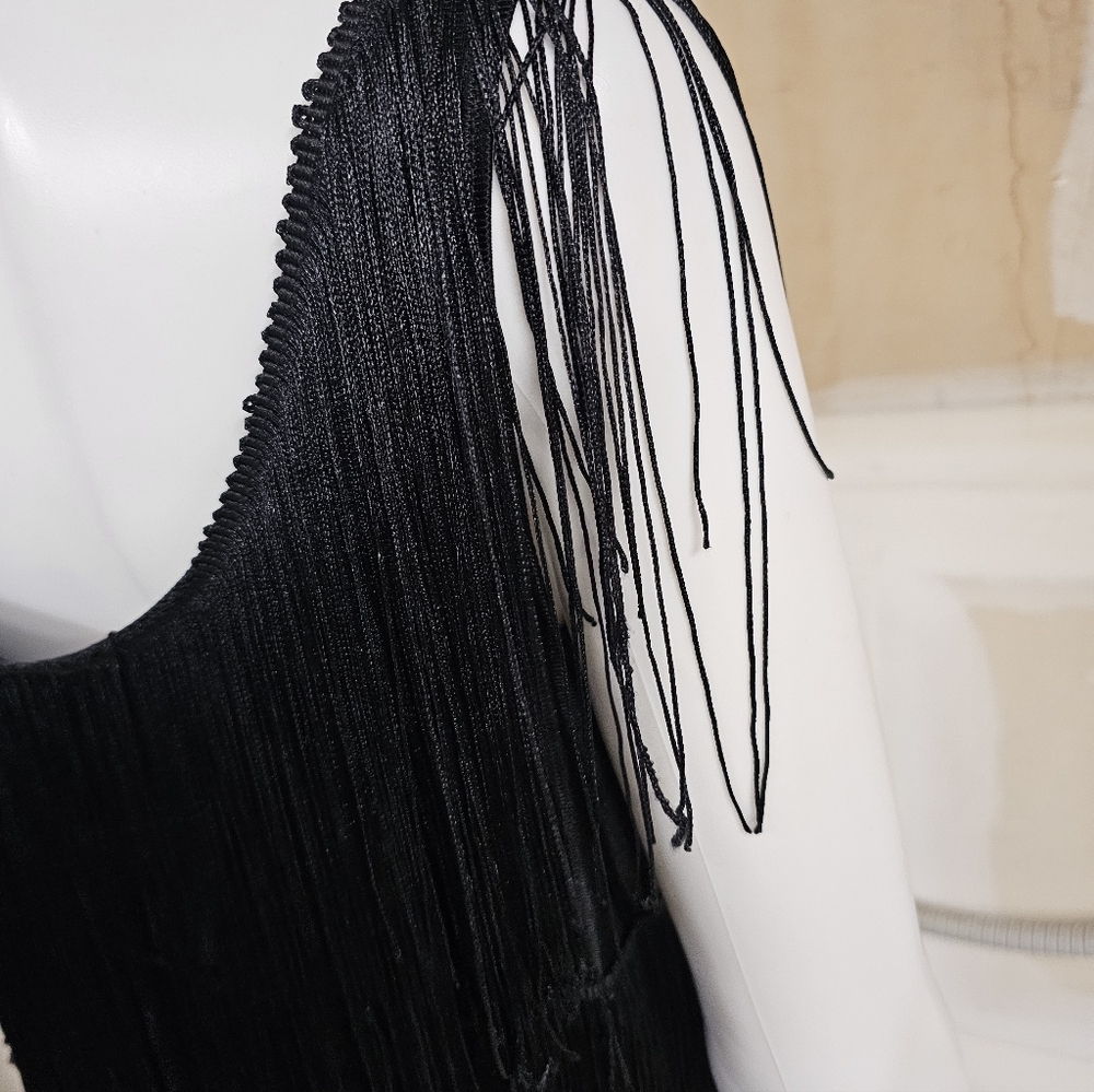 California Costumes Black Fringe Layered 1920's Flapper Dress Size L (Adult) - Picture 8 of 16